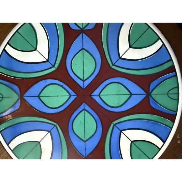 Vintage Fred Roberts & Co Tile Wood Trivet MCM Mod Round Deco 1960s Groovy Retro - Picture 4 of 7